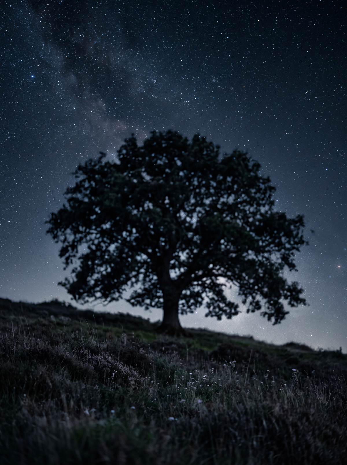 Arbre sous un ciel étoilé